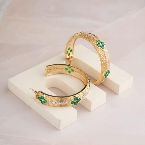 Arabis Hoop Earrings - Green