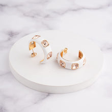 Load image into Gallery viewer, Ari Hoop Earrings - White - Champagne
