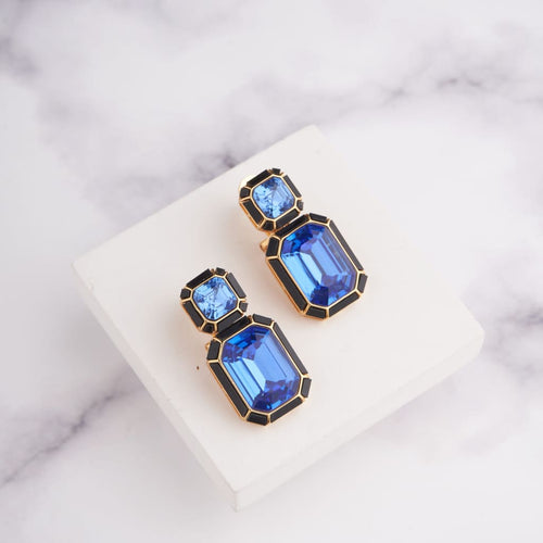 Wyn Earrings - Black - Blue / Gold
