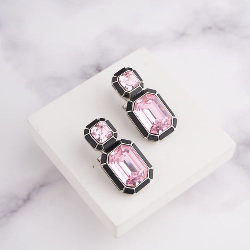 Wyn Earrings - Black - Pink / Silver