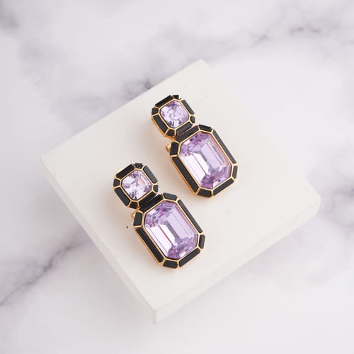 Wyn Earrings - Black - Purple / Gold