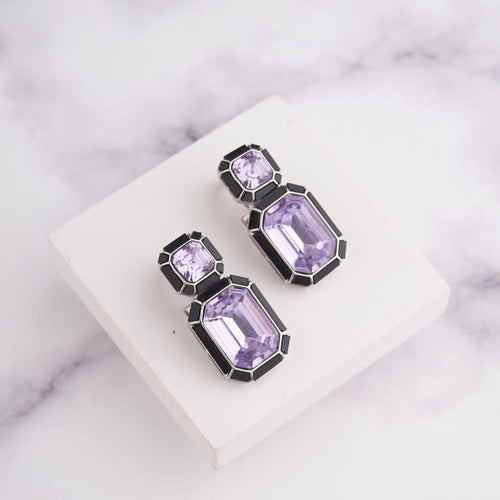 Wyn Earrings - Black - Purple / Silver