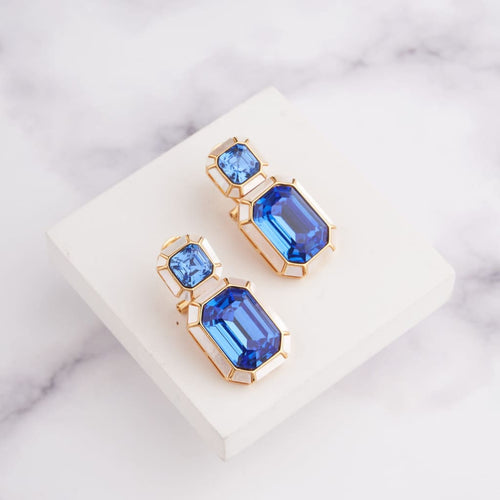 Wyn Earrings - White - Blue