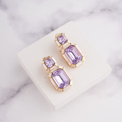 Wyn Earrings - White - Purple