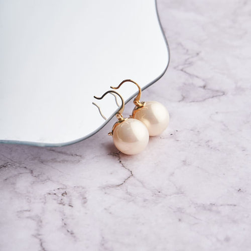 16MM Round Pearl Kadi Earrings - Cream
