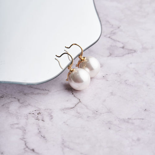 16MM Round Pearl Kadi Earrings - White