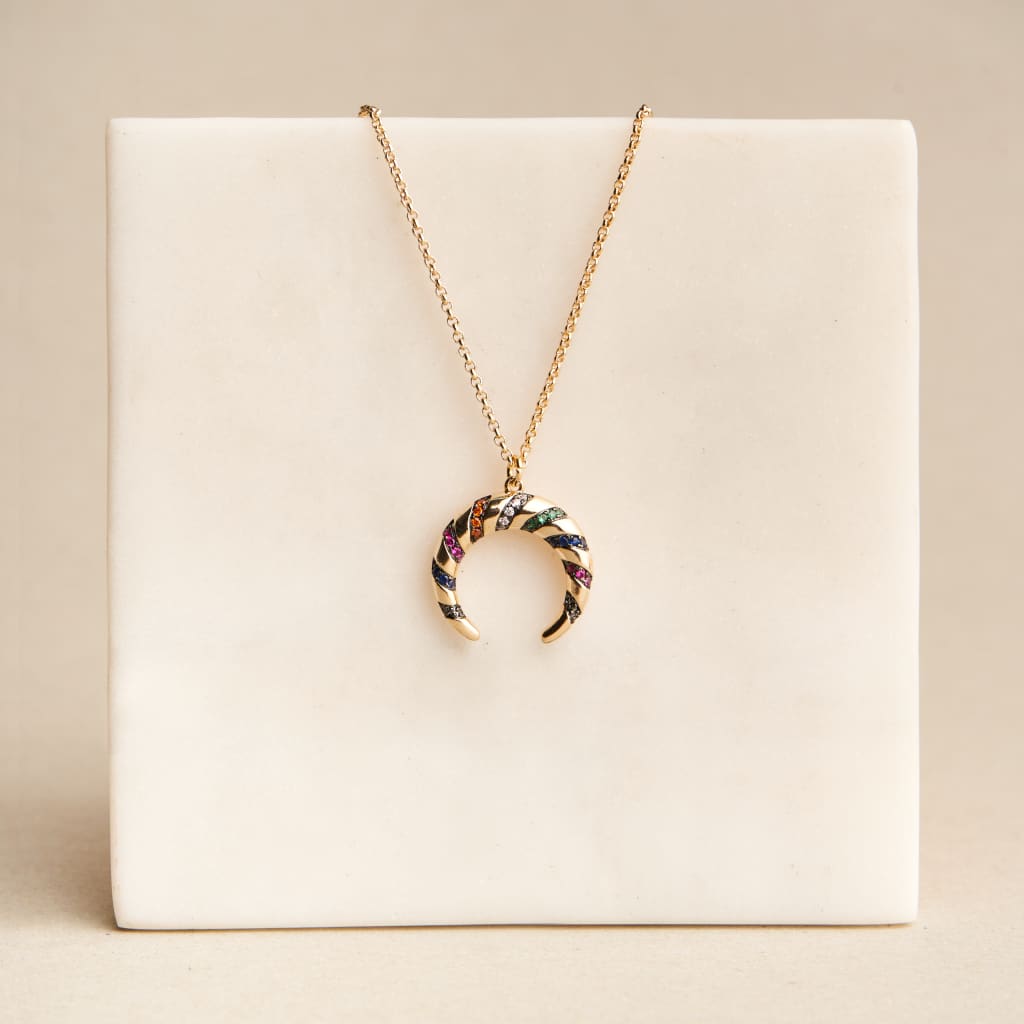 Isabel Marant Horn Necklace Aztec Moon Pendant Mozaati