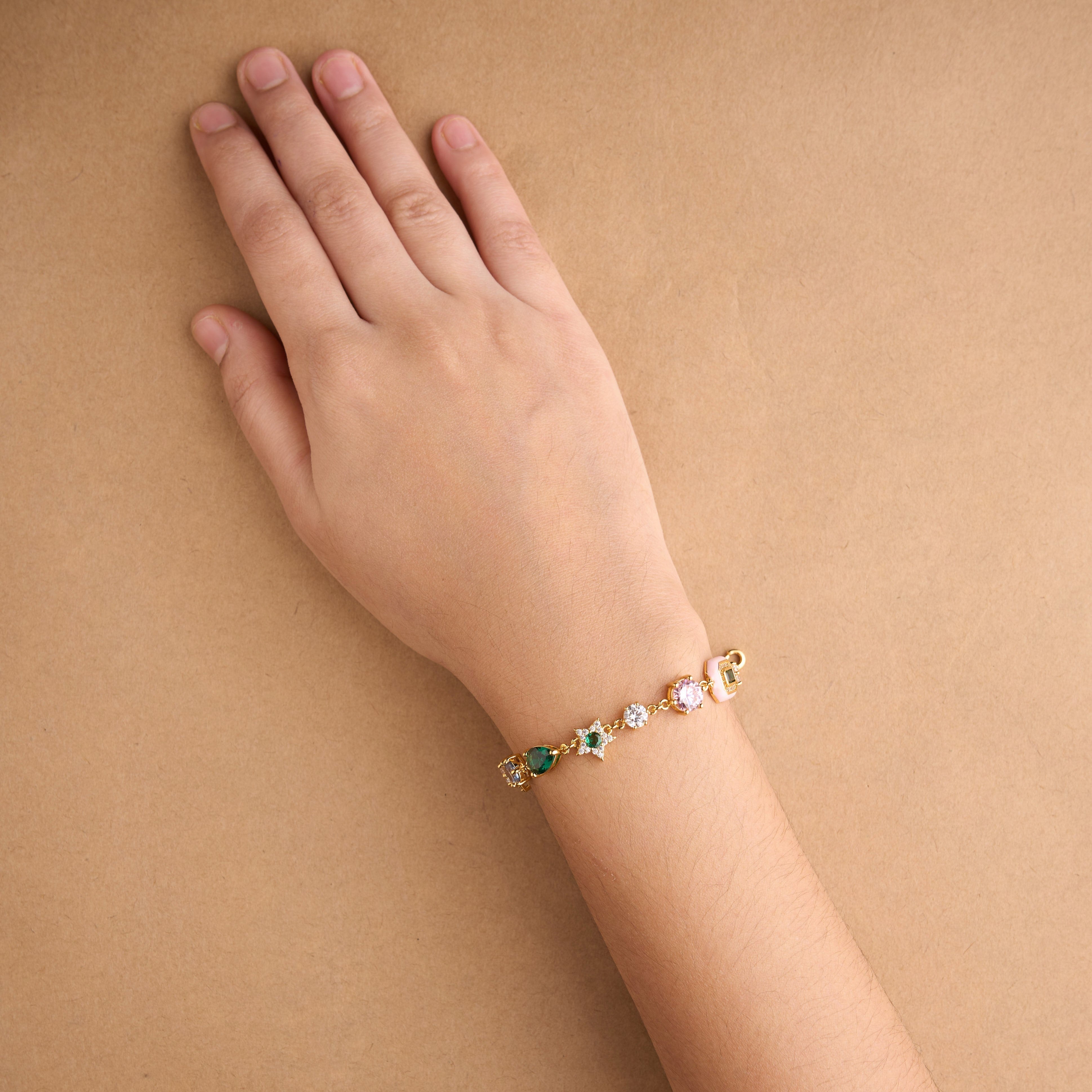 Multi Stone Enamel Bracelet Mozaati