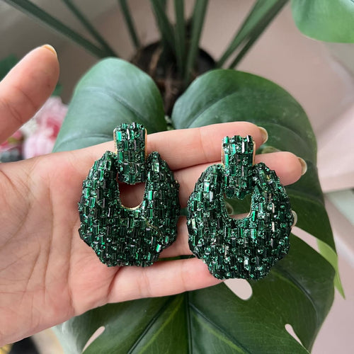 Crystal Earrings-Green