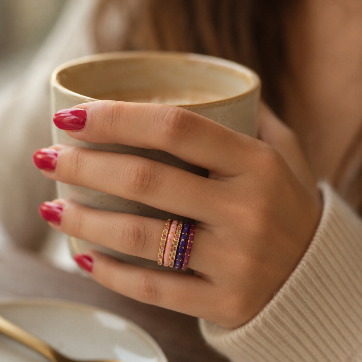 Colour Pop Rings Set - Yellow Mozaati