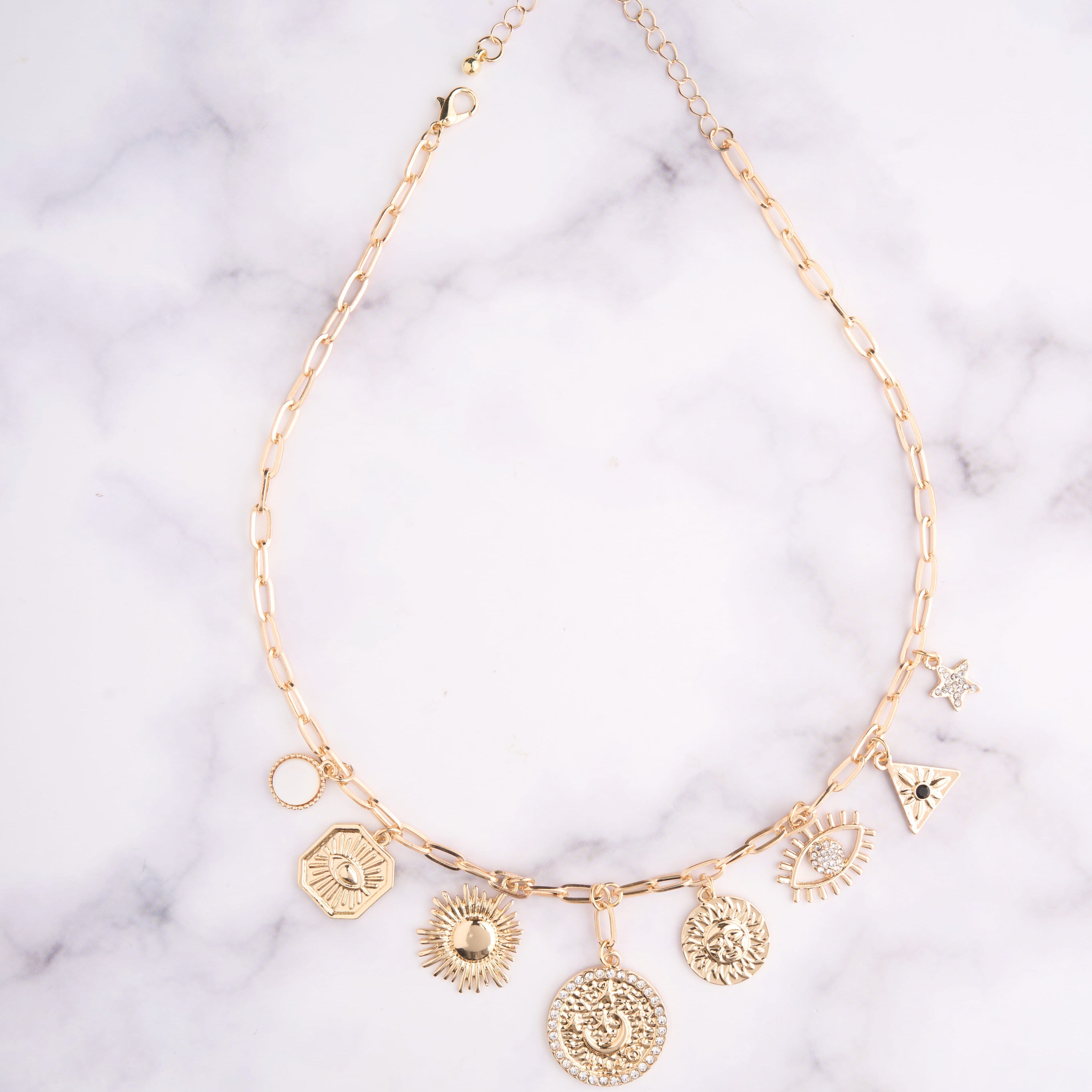 Pin Charm Eye Necklace Mozaati