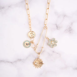 Pin Charm Flower Necklace Mozaati