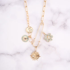 Pin Charm Flower Necklace Mozaati