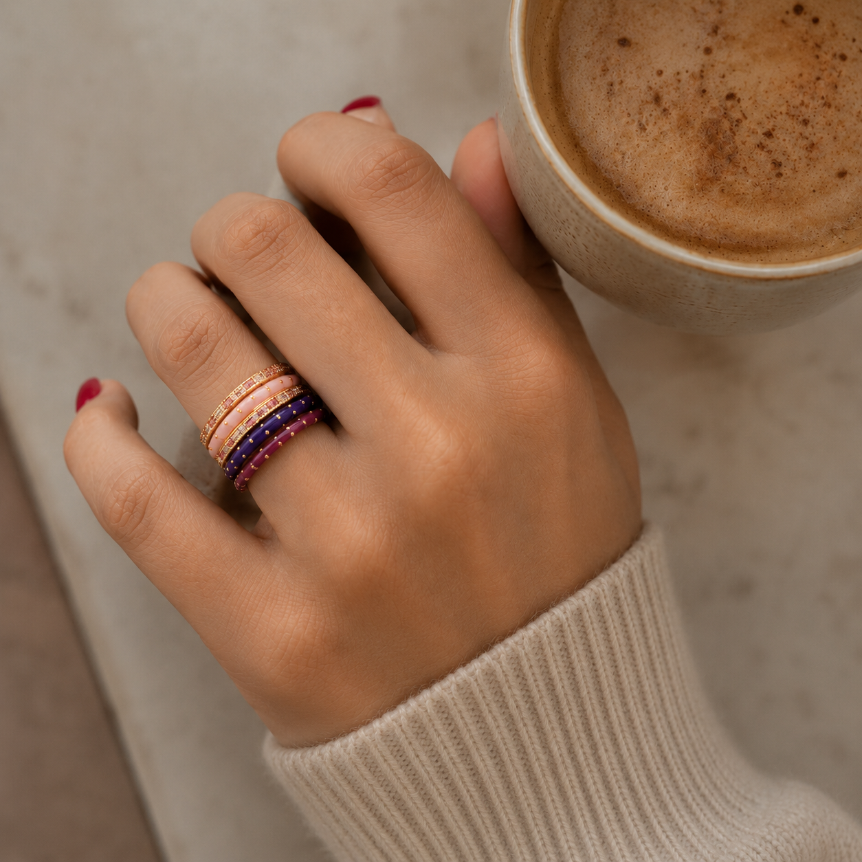 Colour Pop Rings Set - Yellow Mozaati