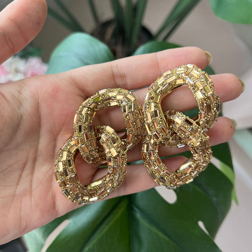 Cuban Crystal Earrings-Topaz