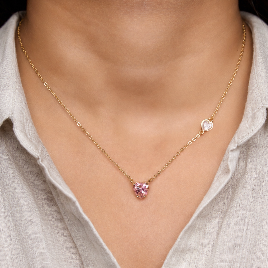 Pink Heart Necklace Mozaati