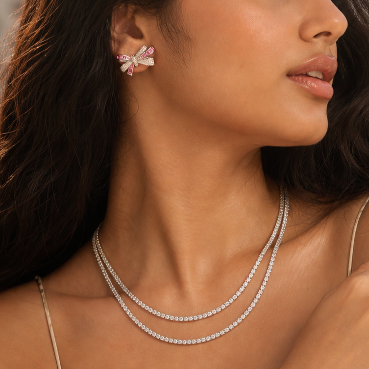 Bow Baguette Earrings Mozaati