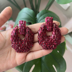 Crystal Earrings - Red