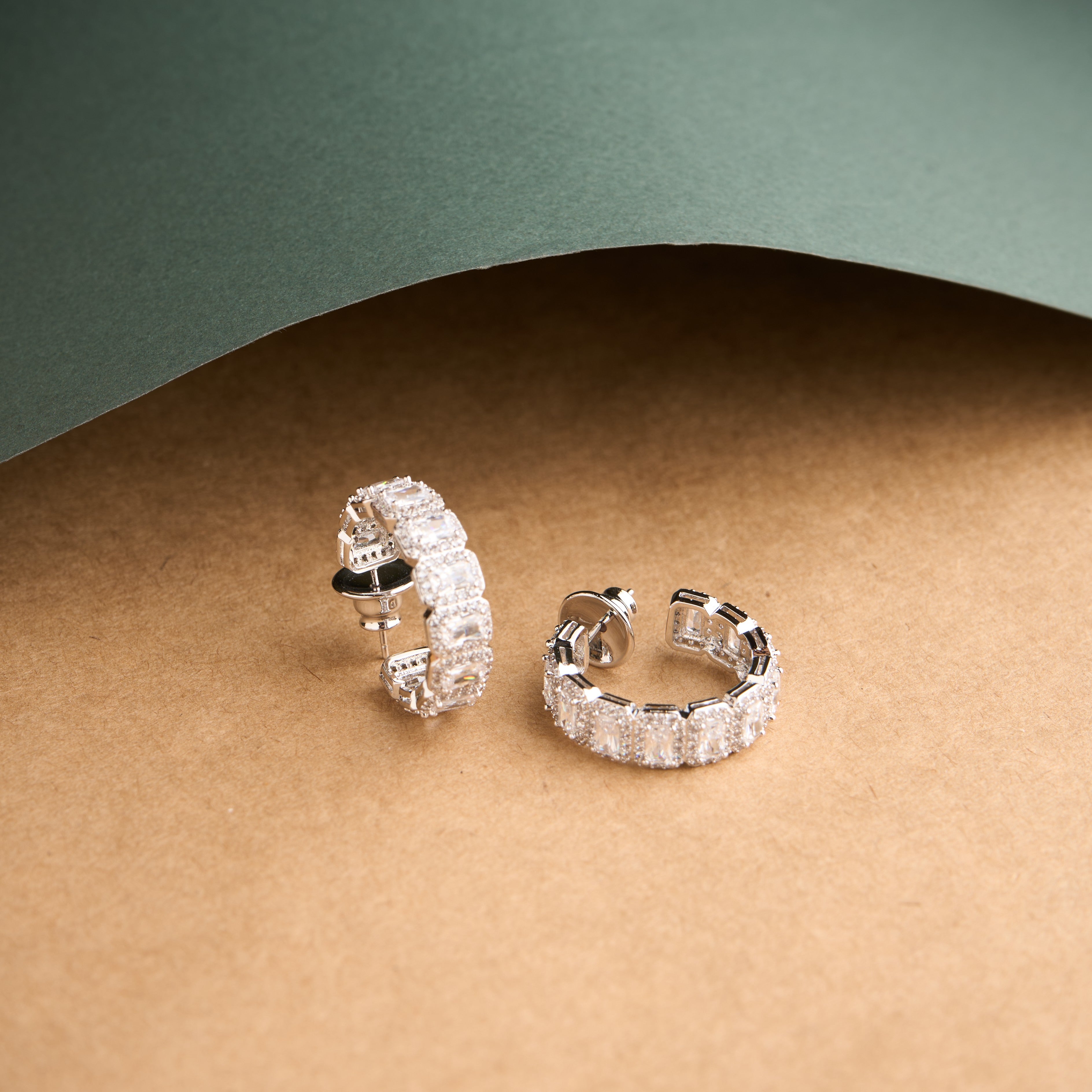 Emerald Halo Hoops Earrings Mozaati