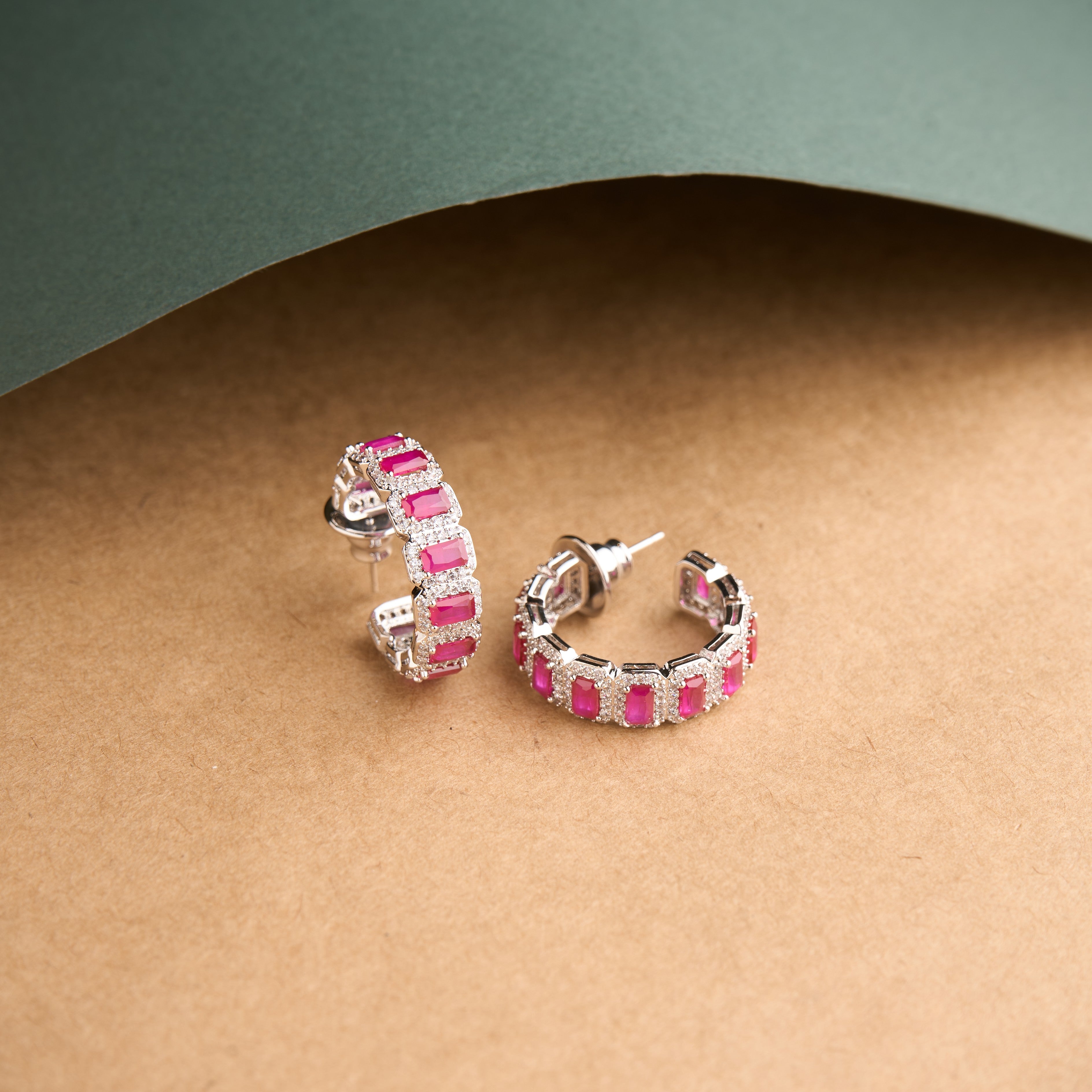 Emerald Halo Hoops Earrings Mozaati