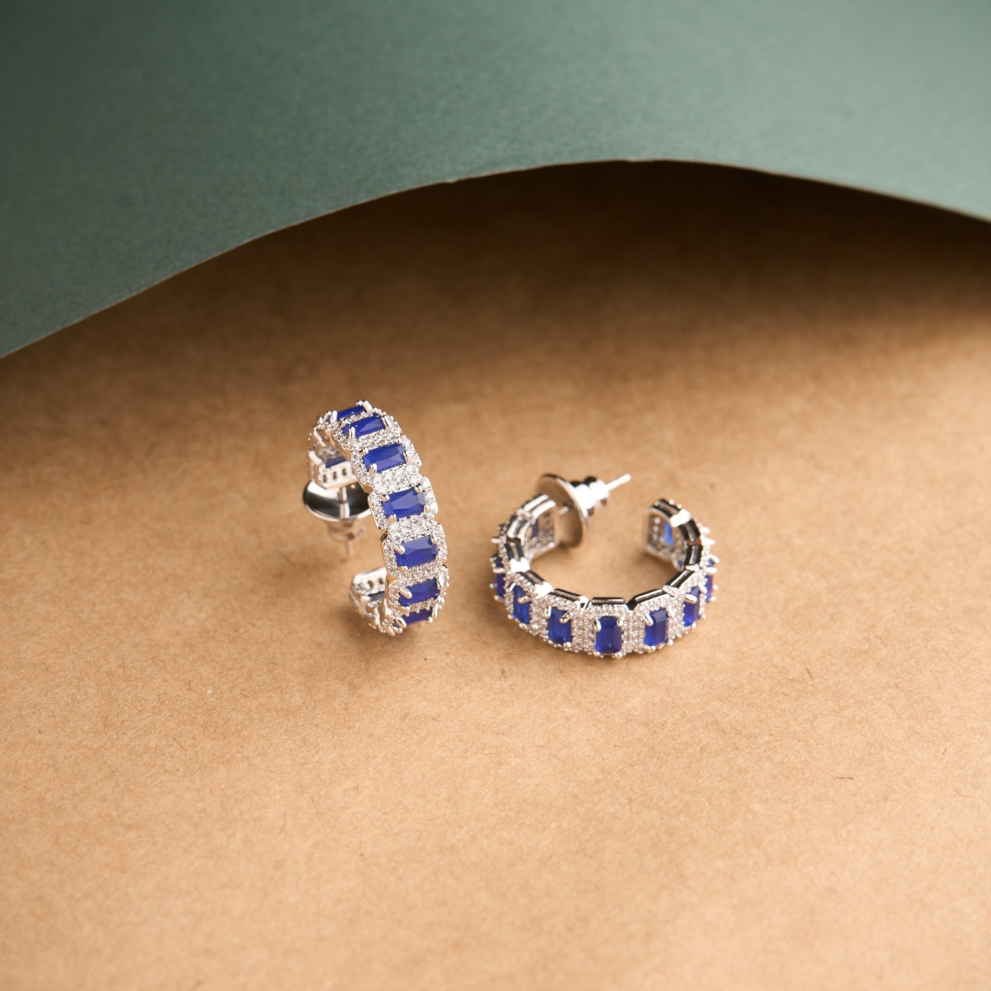 Emerald Halo Hoops Earrings Mozaati