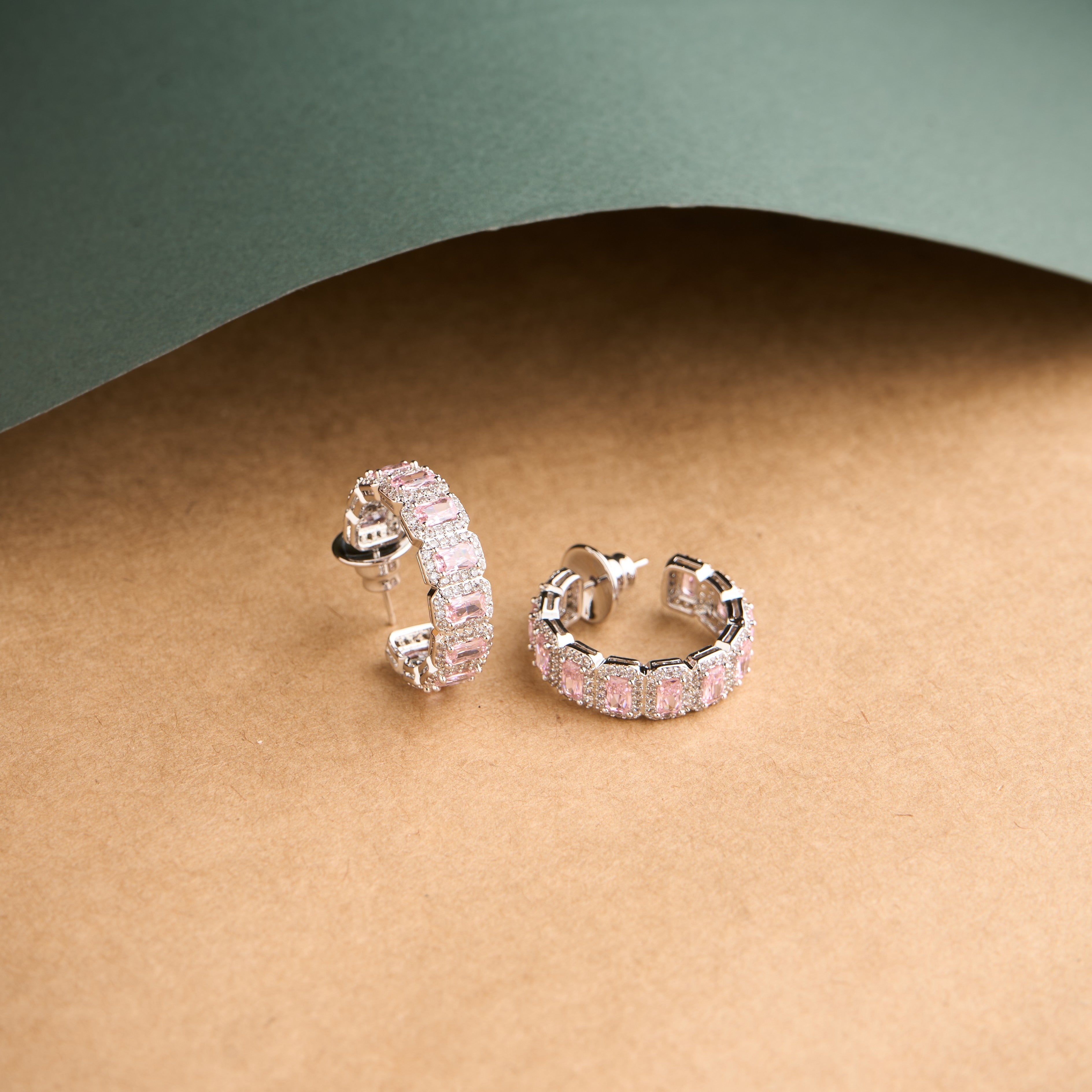 Emerald Halo Hoops Earrings Mozaati