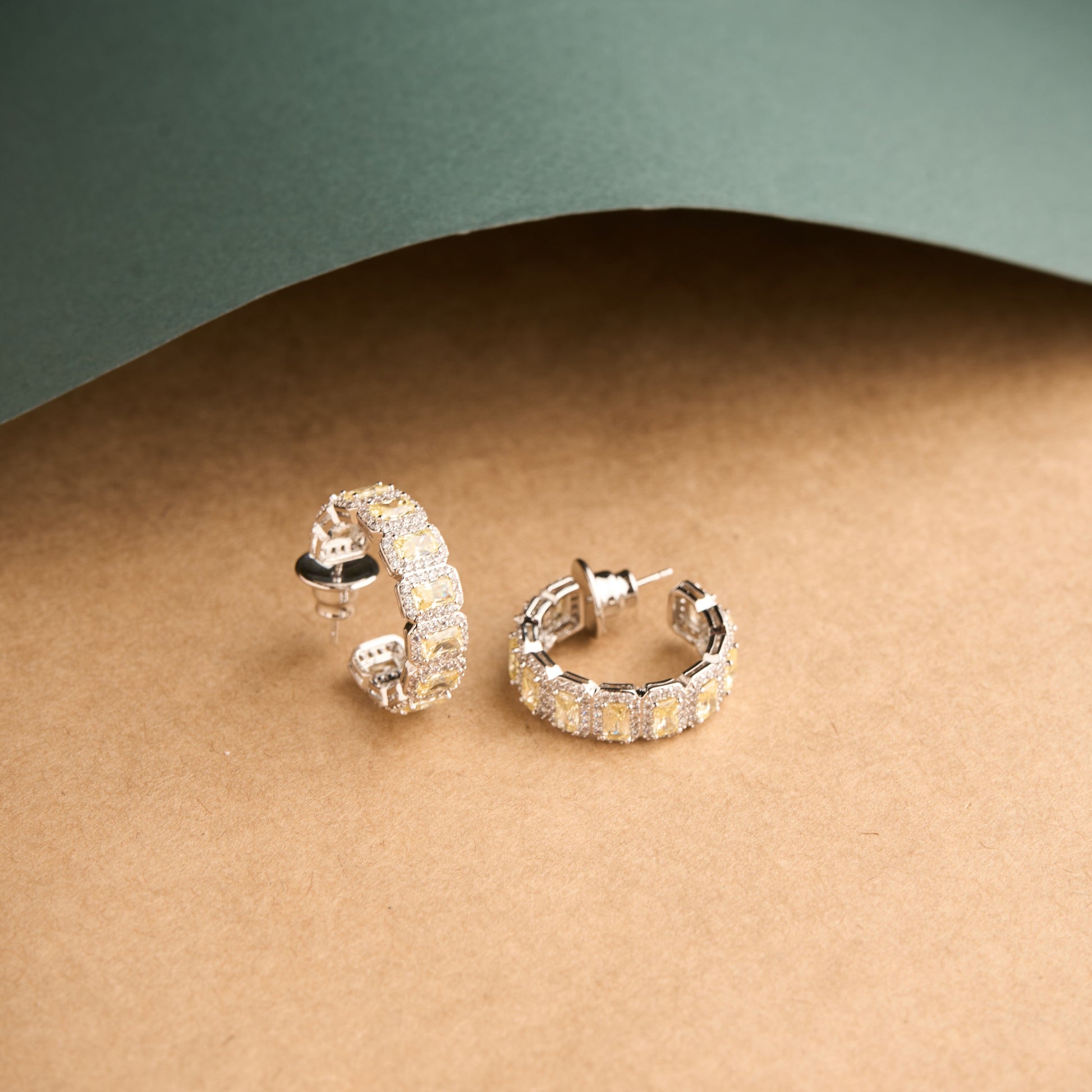 Emerald Halo Hoops Earrings Mozaati