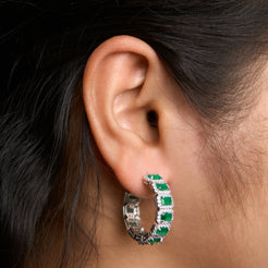 Emerald Halo Hoops Earrings Mozaati