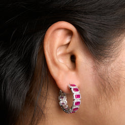 Emerald Halo Hoops Earrings Mozaati