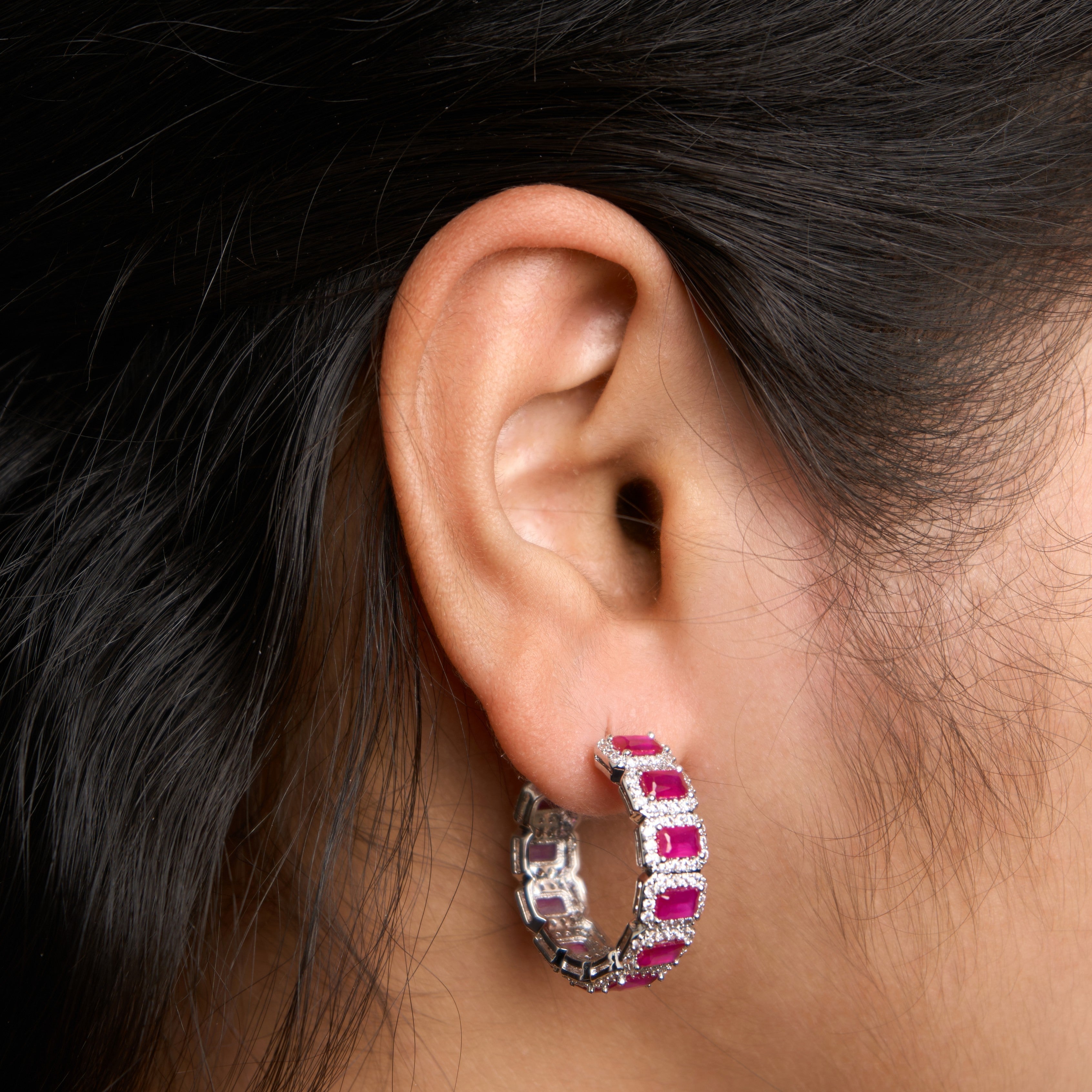 Emerald Halo Hoops Earrings Mozaati