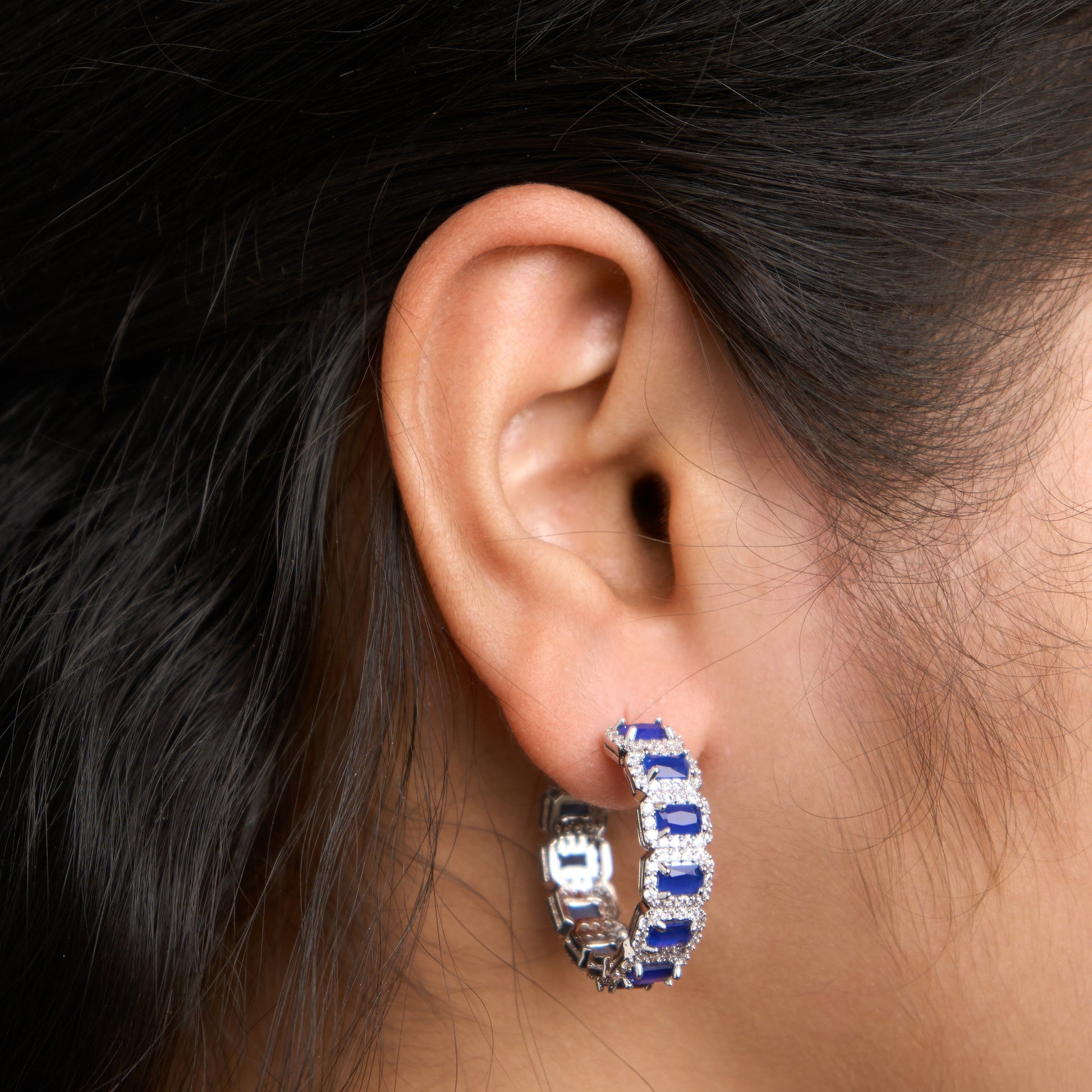 Emerald Halo Hoops Earrings Mozaati