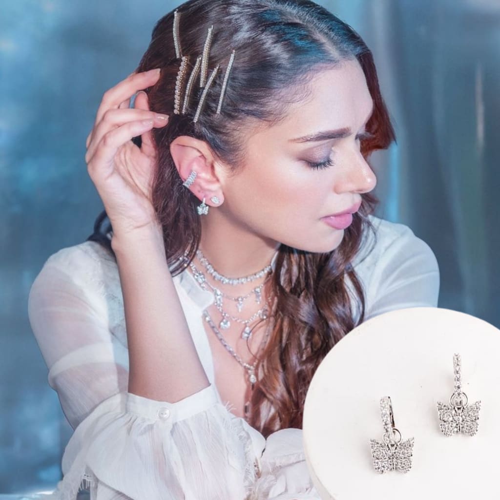 Butterfly Huggies Earrings - Silver