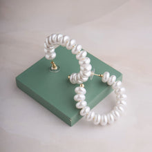 Load image into Gallery viewer, Button Pearl Hoop Earrings
