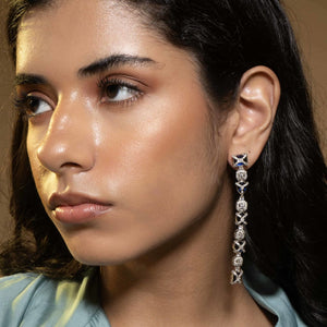 Cross Over Earrings - Blue