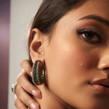 Load image into Gallery viewer, Crusted Bali Earrings - Green

