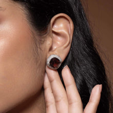 Load image into Gallery viewer, Cushion Halo Earrings - Wine
