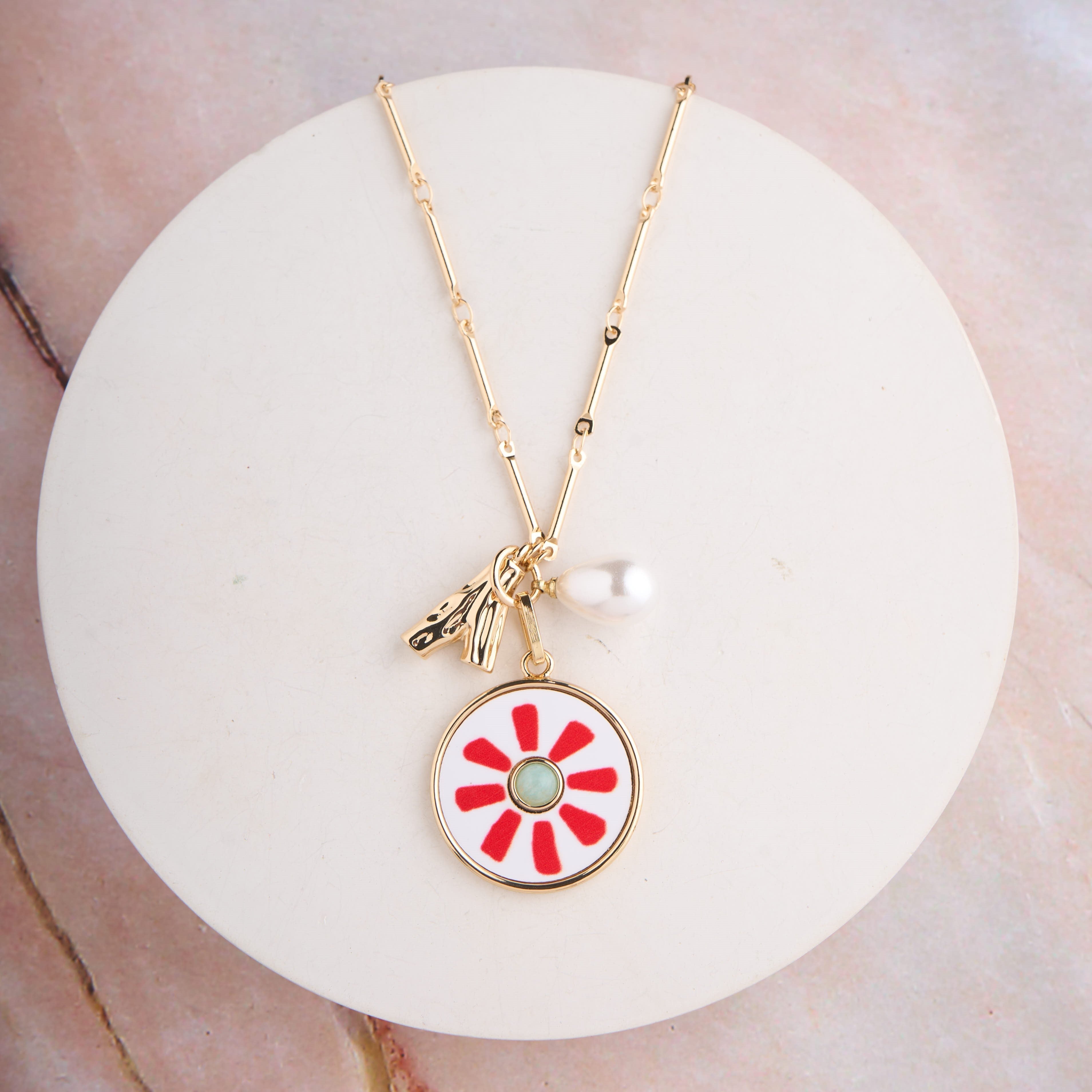 Disc Floral Necklace Mozaati