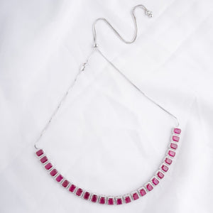 Emerald Cut Necklace - Red