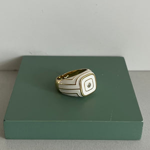 Enamel Signet Ring - White