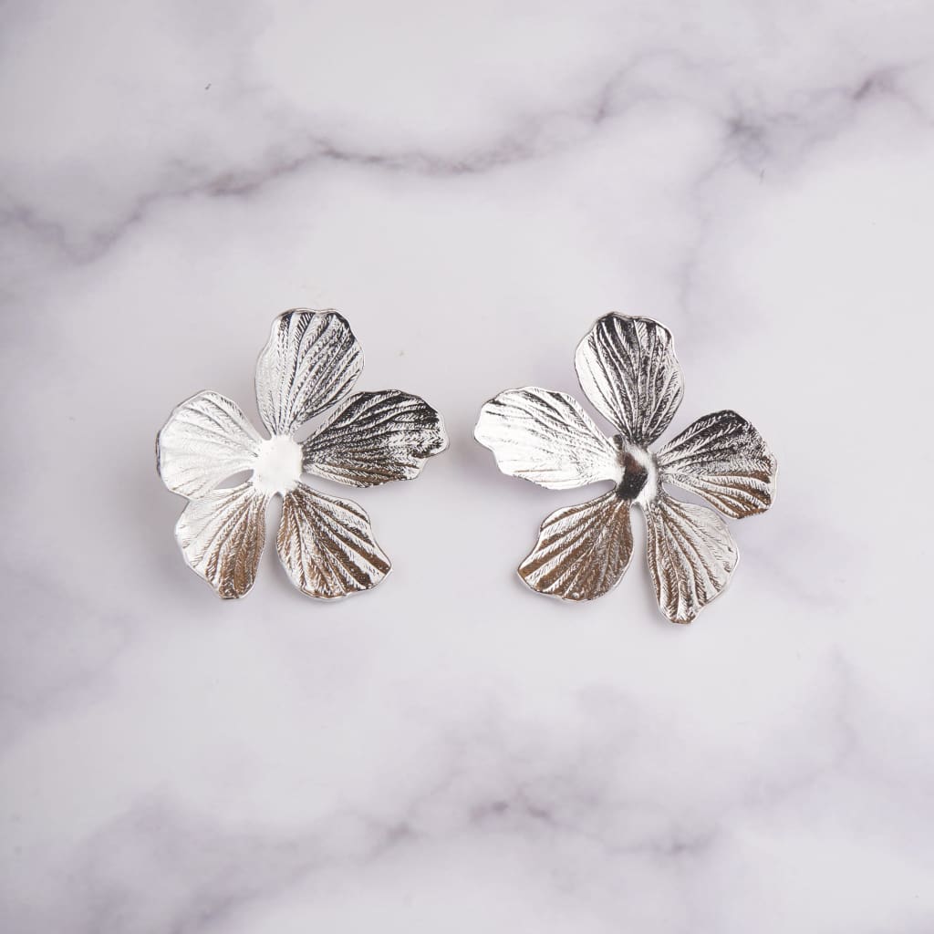 Folded Flower Earrings - Gold
