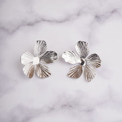 Folded Flower Earrings - Gold