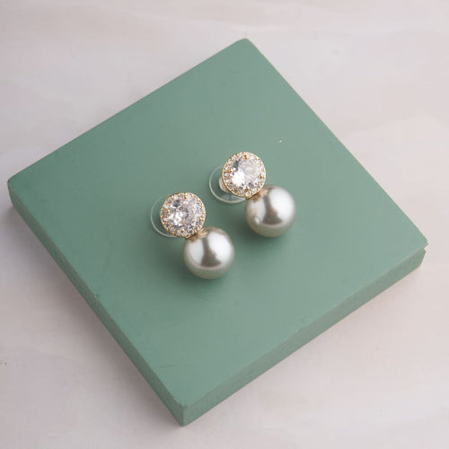 Halo Pearl Earrings - Grey