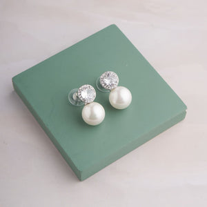 Halo Pearl Earrings - Silver
