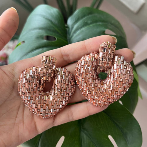 Heart Crystal Earrings-Rose