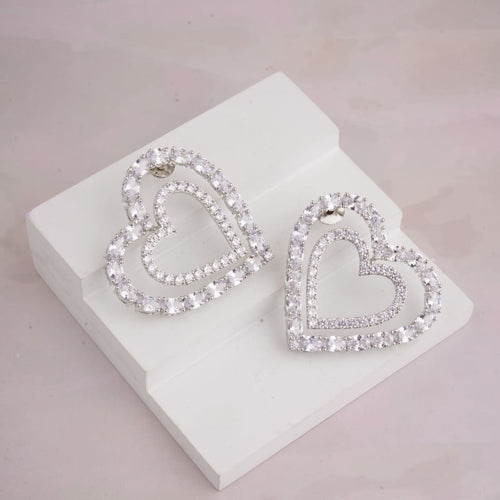 Heart Line Earrings - White
