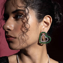 Load image into Gallery viewer, Heart Line Earrings - Green
