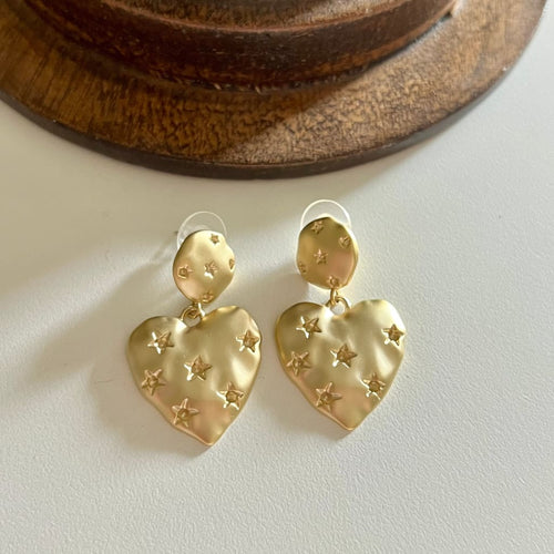 Heart Star Earrings - Gold