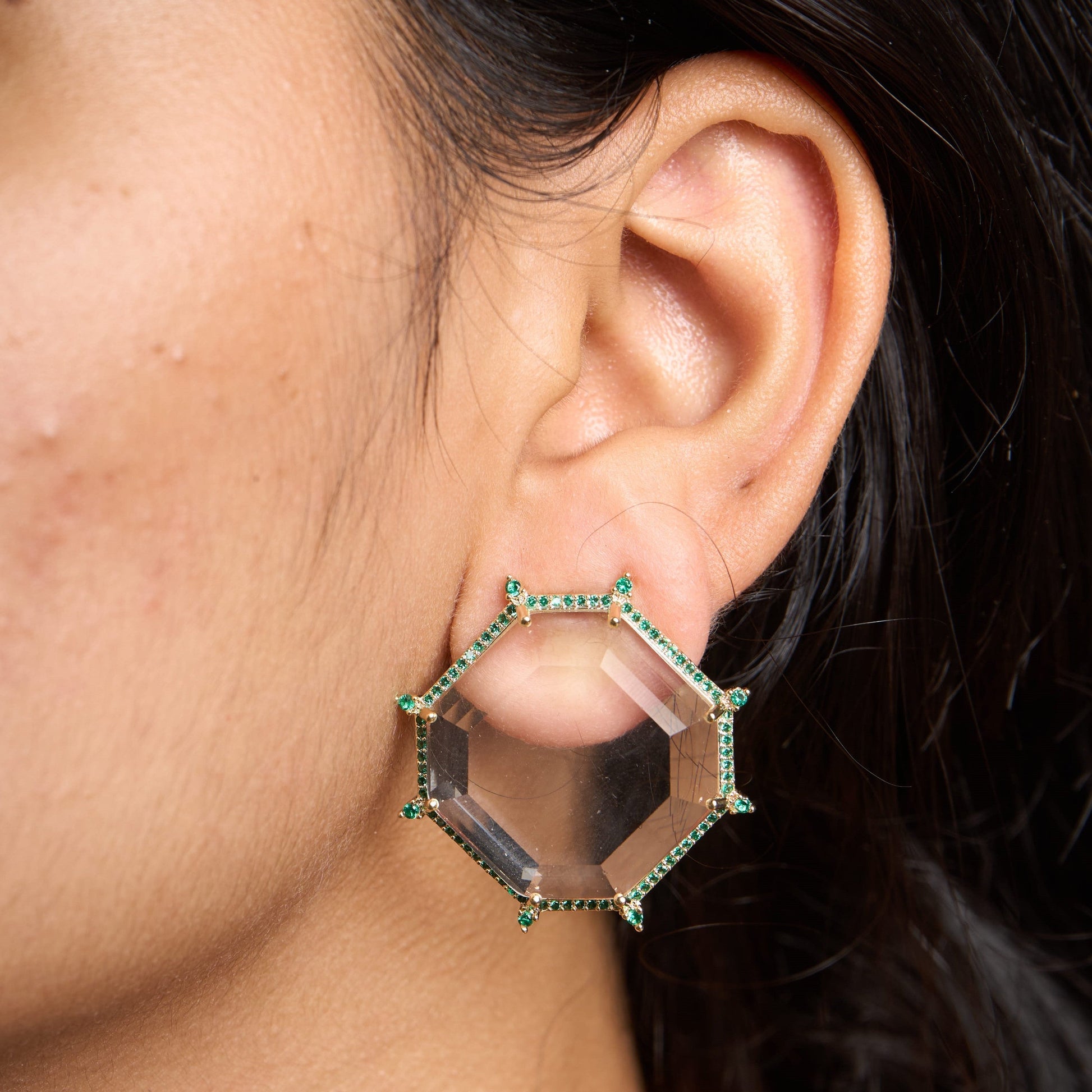 Hexa Clear Earrings Mozaati