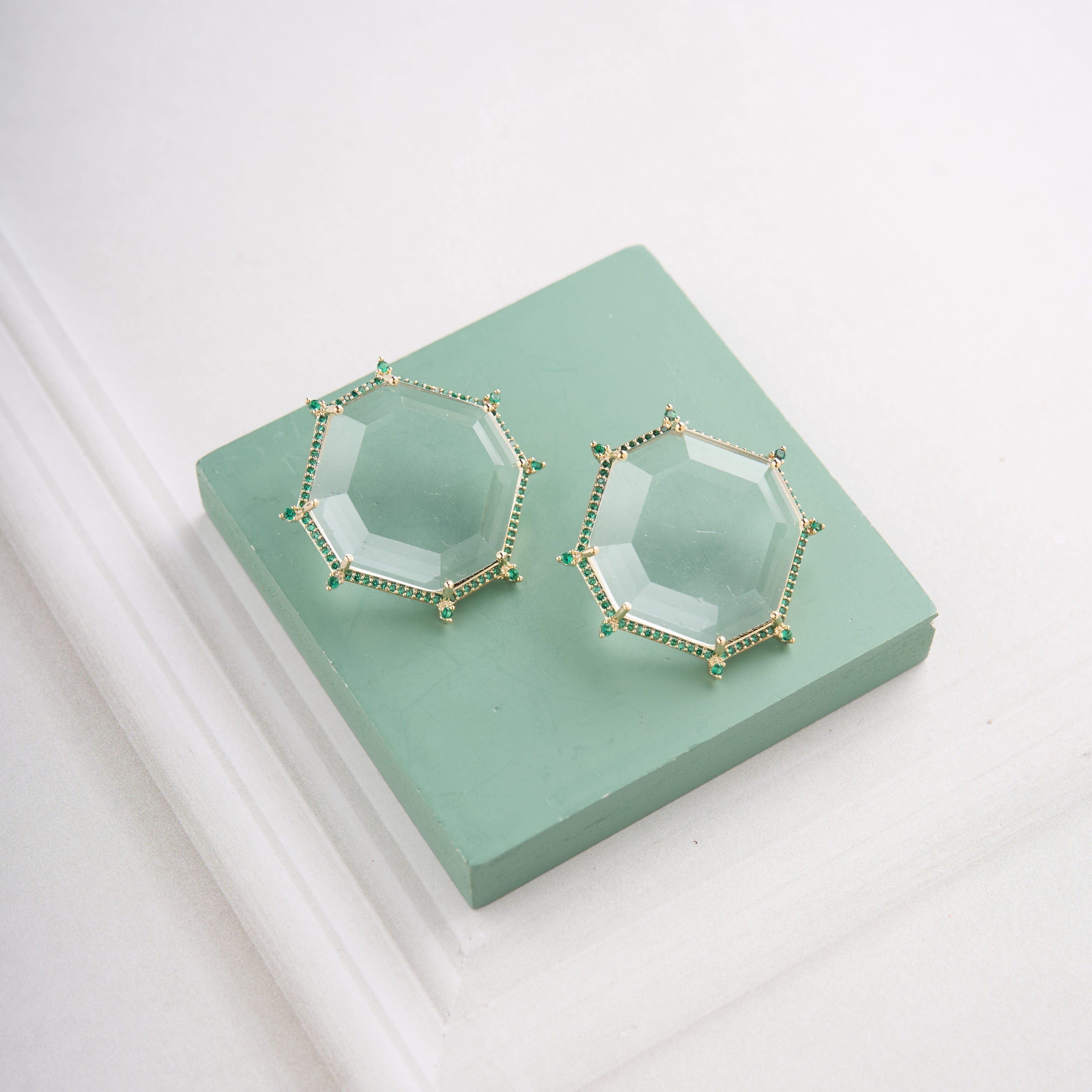 Hexa Clear Earrings Mozaati