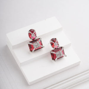 Inlay Earrings - Red